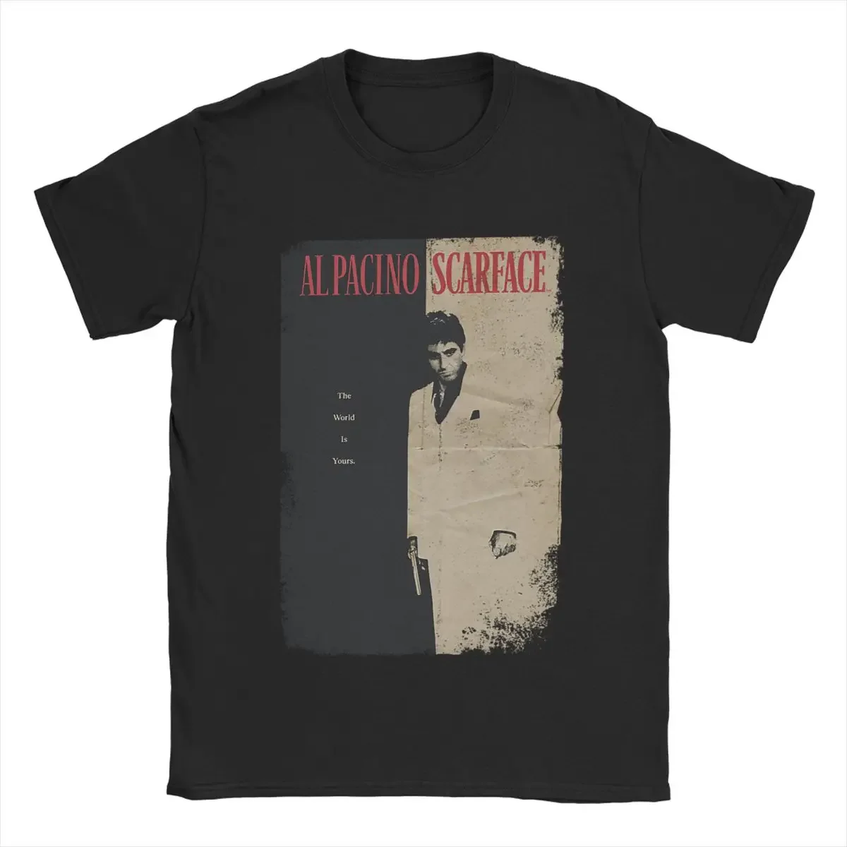 Scarface Vintage Poster T Shirt Men's Cotton Novelty T-Shirts Round Neck Tee Shirt Short Sleeve Clothing Gift