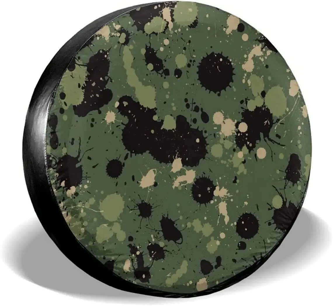 Delumie Fall Decor Camouflage Splatter Spare Tire Covers Cute Car Accessories for Women Rv Tire Covers for Trailers  SUV Tru