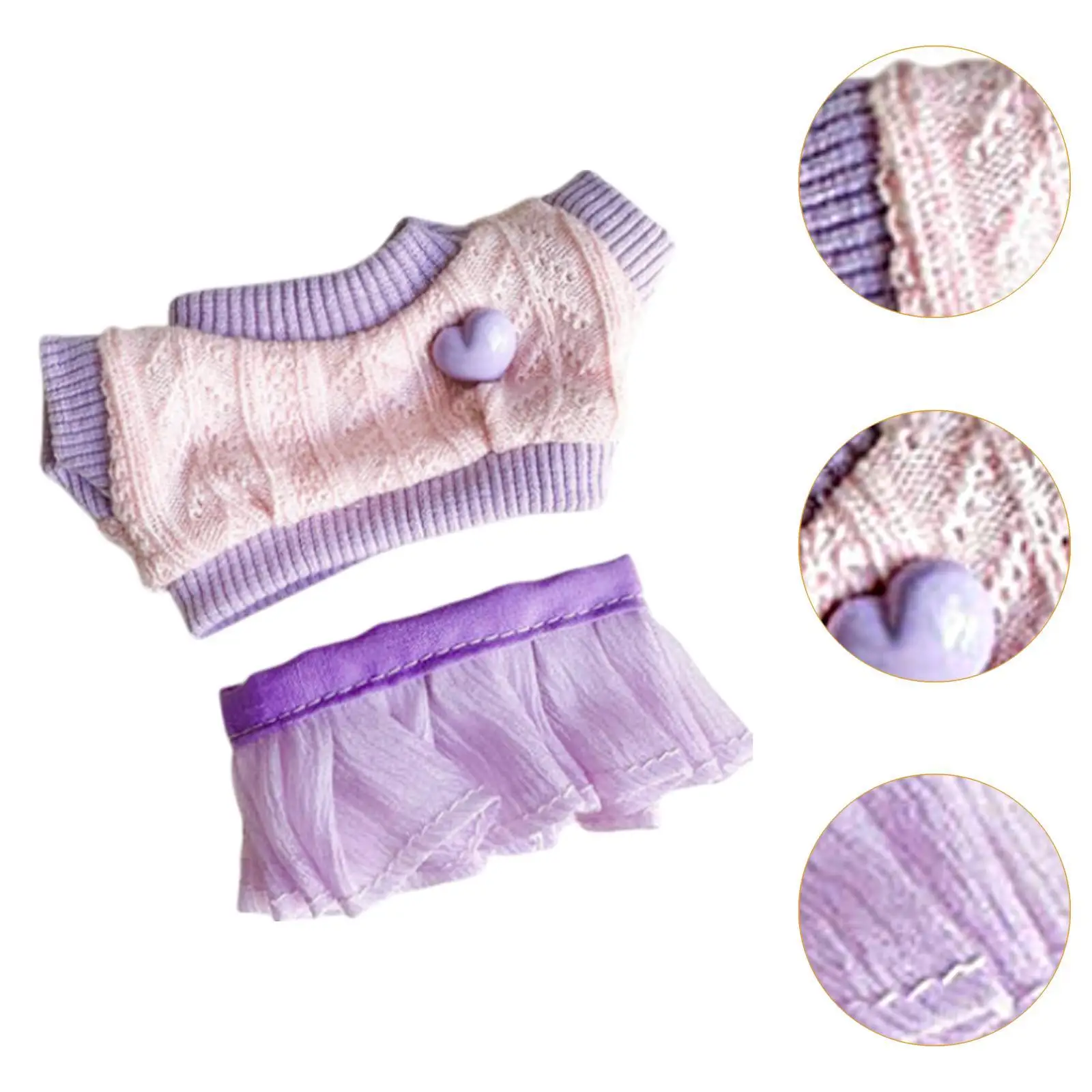 Conjunto de roupas de boneca de 17cm, roupas fofas de boneca, suéter confortável, saia, roupas de boneca de menina para brinquedo de festa, boneca pendente de 17cm, crianças