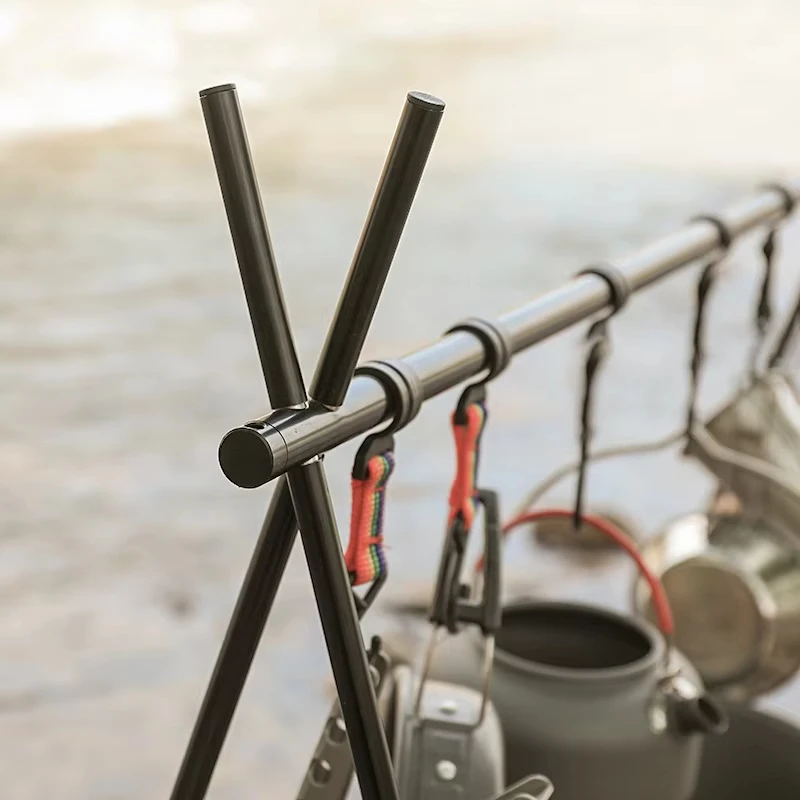 

Folding Ultralight Camping Tripod Outdoor Travel Hanging Shelf Aluminum Alloy Storage Rack Picnic Cookware Sundries Hanging Rack