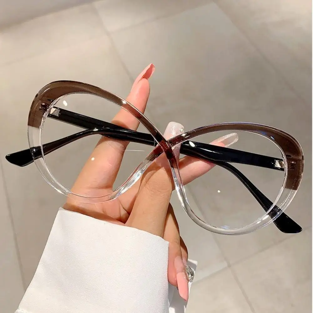 Neue Brille Vintage übergroße ovale Rahmen Brille Bonbon farbe Anti-Blaulicht Brillen stilvolle Ins-Stil flache Gläser Brille