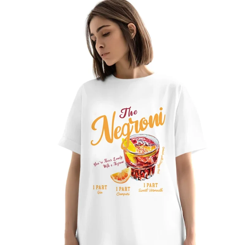 Plus Size Women Clothing Vintage Negroni Women's Retro T-shirt Harajuku Short Sleeve Loose Casual Tops Loose Cotton Graphic Tees