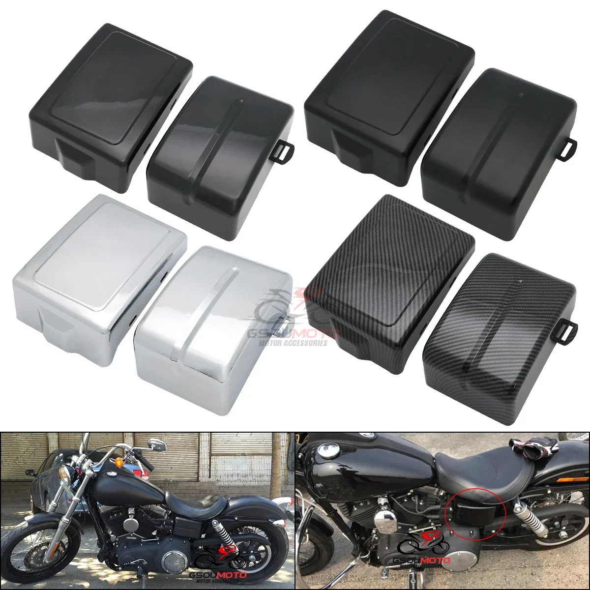 Motorrad Schwarz Batterie Seite Verkleidung Rahmen Abdeckungen Kappe Für Harley Dyna Straße Fat Bob Super Glide Wide Glide Switchback FLD FXD