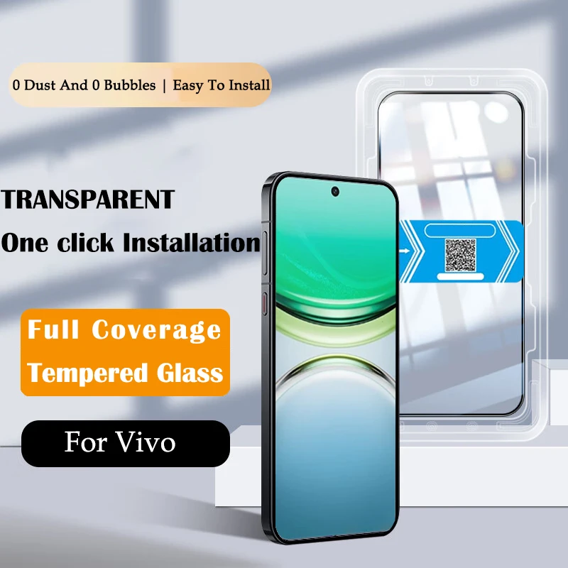 

One-click Installation Kit Tempered Glass For VIVO Y300 Y200 Y37 Pro Y03 Y02 Y22 Y33S Y17 Y27 Y77 Y36 Y35 Plus Screen Protectors