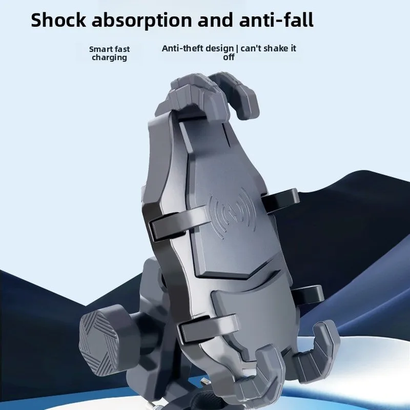 New Motorcycle Wireless Charging Phone Holder, Navigation Electric Vehicle Floating Shock-Absorbing Phone Holder, Waterproof