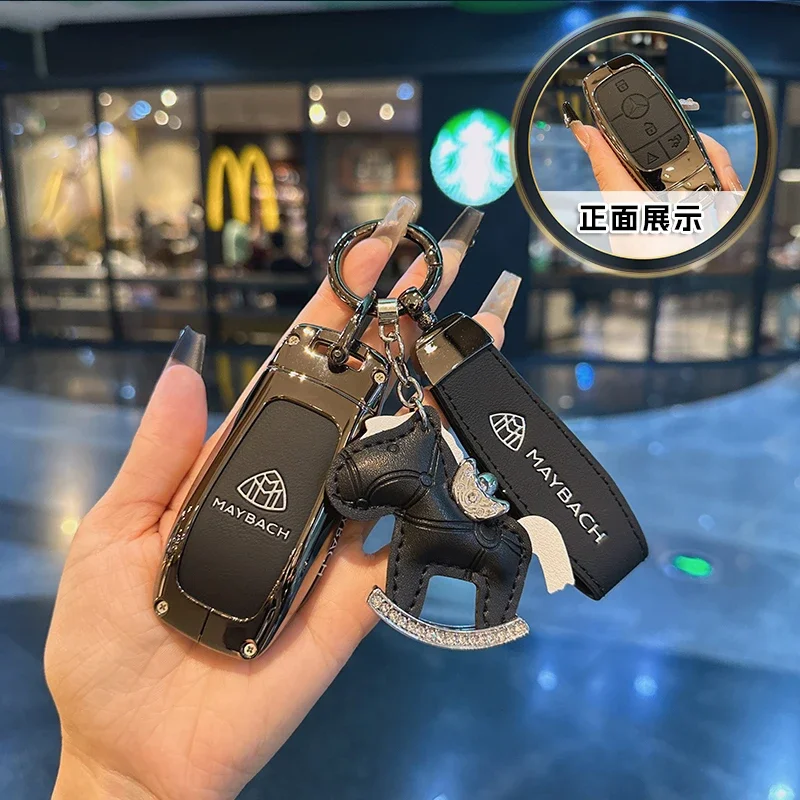 Car Zinc Alloy Key Case Bag For Maybach W222 S450 S560 S680 2018-2020 GLS53 GLS480 GLS600 2022 Car Key Chain Metal Key Shell