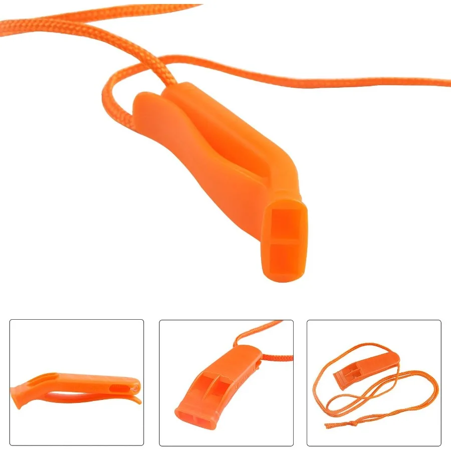 AUGSUN 10 Pcs Safety Whistle Marine Whistle Plastic Whistles with Lanyard for Emergey