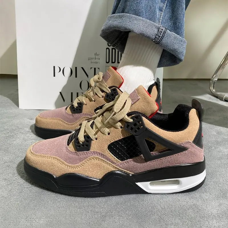 أحذية رياضية نسائية ريترو تصميم من جلد الغزال منصة مختلط الألوان زوجين عارضة الأحذية الاتجاه خفيفة الوزن المدربين مجلس أحذية الرجال النساء