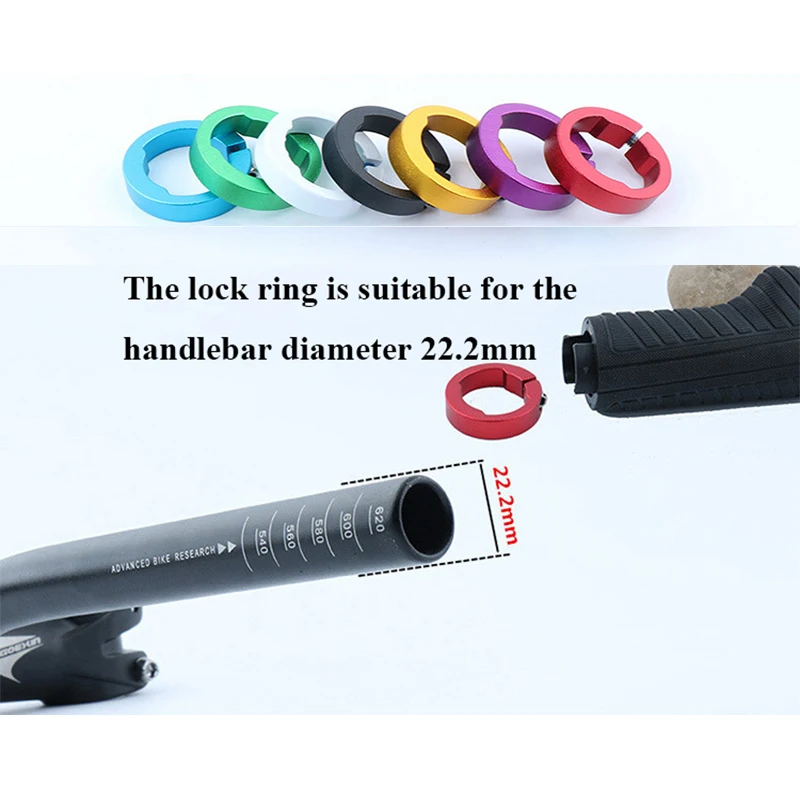 1Pair Bike Grip Lock Ring Anodized bike grips clamping ring Aluminum Alloy 8mm for Bike 22.2mm Bar Grips Ring Lock Bicycle Parts