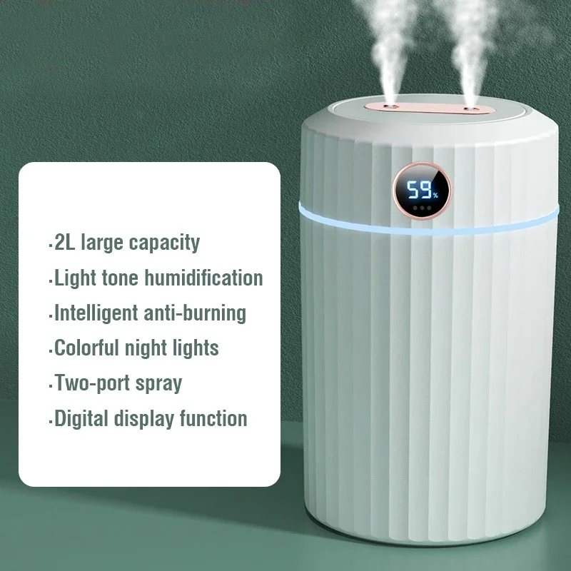 2L Screen Display Air Humidifier for Home Office Essential Oils Diffuser