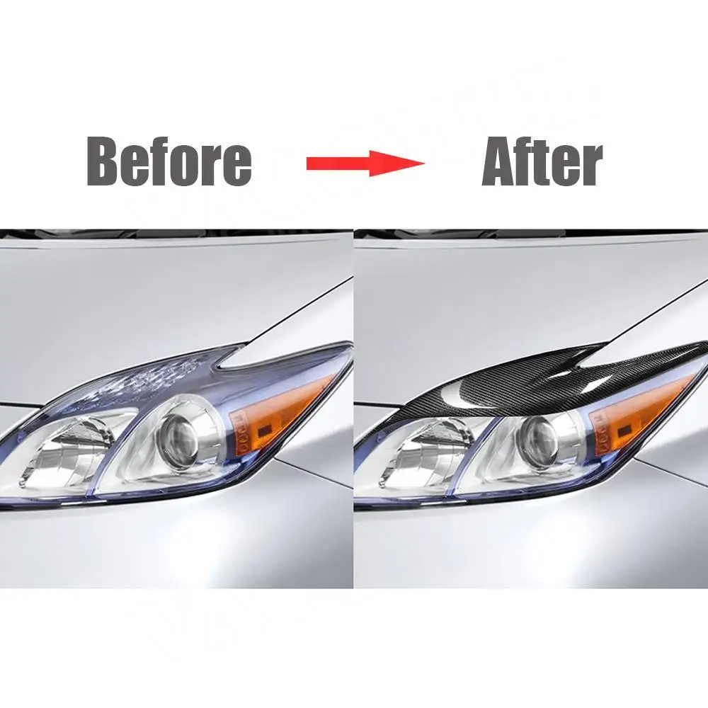 Front Head Light Lamp Brow Sticker Carbon Fiber For Toyota Prius ZW30 JDM 2012-2015 Headlight Eyebrow Headlamp Eyelid Trim 1pair view 5