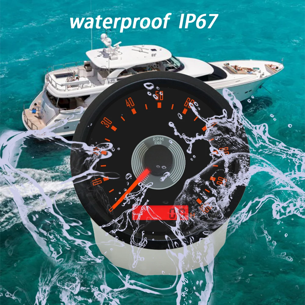 

Motorcycle Universal 85mm Tachometer 0-8000RPM 0-10000RPM with LED Hourmeter Adjustable Red Yellow Backlight for Yacht Boat Car