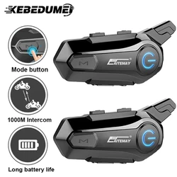 1/2x Motorcycle Intercom Helmet Bluetooth 5.3 Handsfree 1000M Communicator Moto Wireless Noice Reduction Music Share Interphone