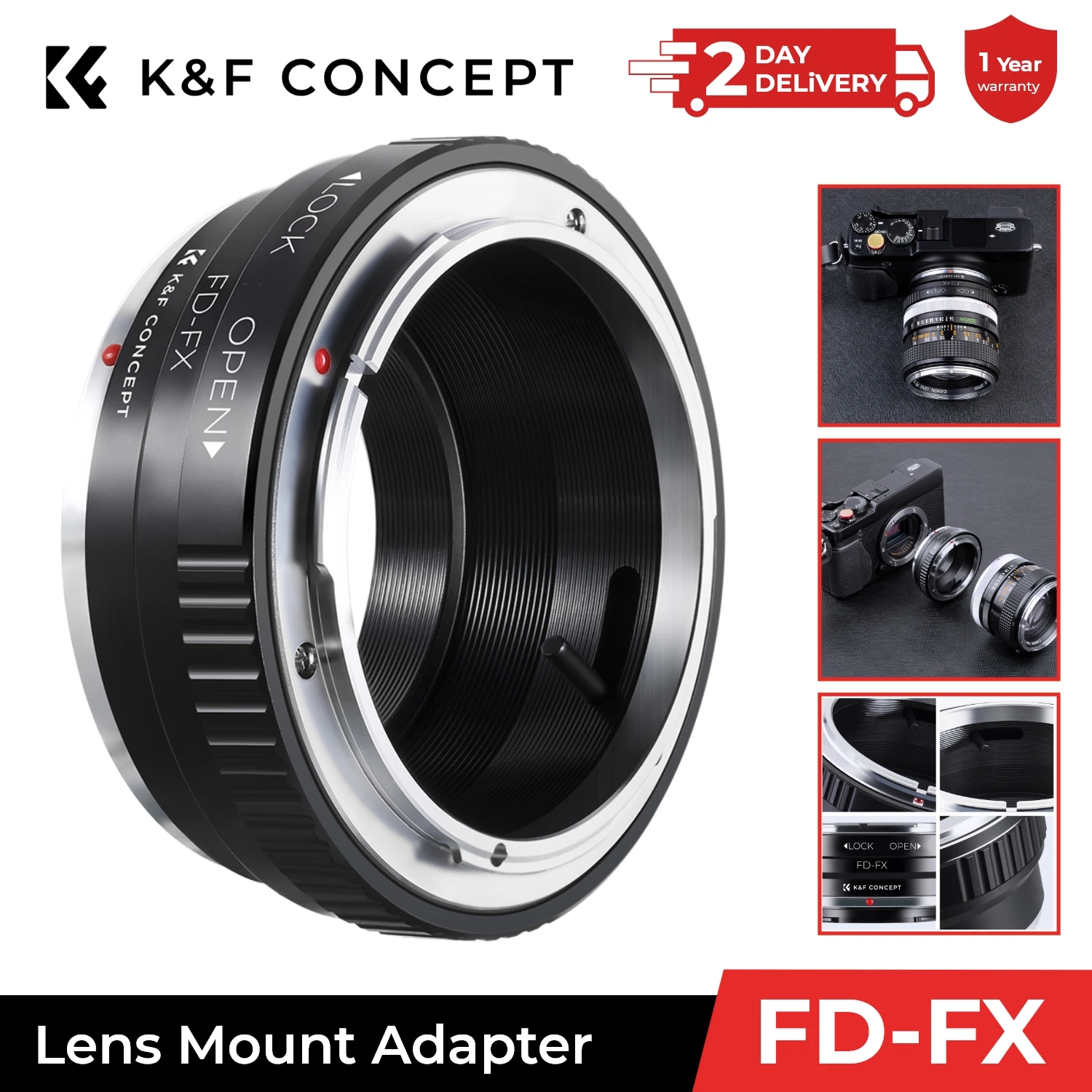 K&F Concept for FD-FX Lens Adapter Ring for Canon FD FL Mount Lens to Fujifilm FX Mount Fuji X-Pro1 X-E1 X-A1 X-M1 Cameras Body