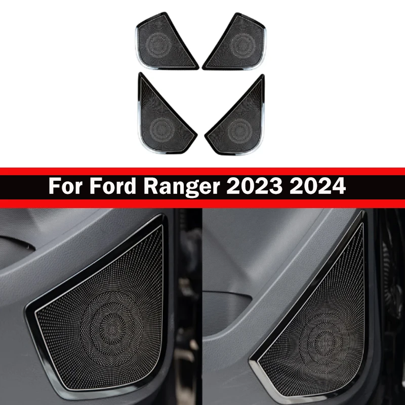 

For Ford Everest Ranger 2023 2024 Car Speaker Cover Stainless steel 4 Door Loudspeaker Sound Pad Trim interior Horn Accessories