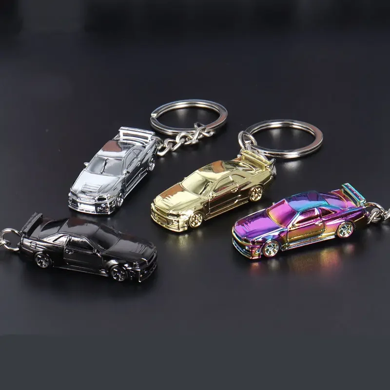 Electroplating Version Hanging Key Chain Sports Car Model Key Set Ring Metal Race Vehicles Car Model Exquisite Pendant Kids Gift