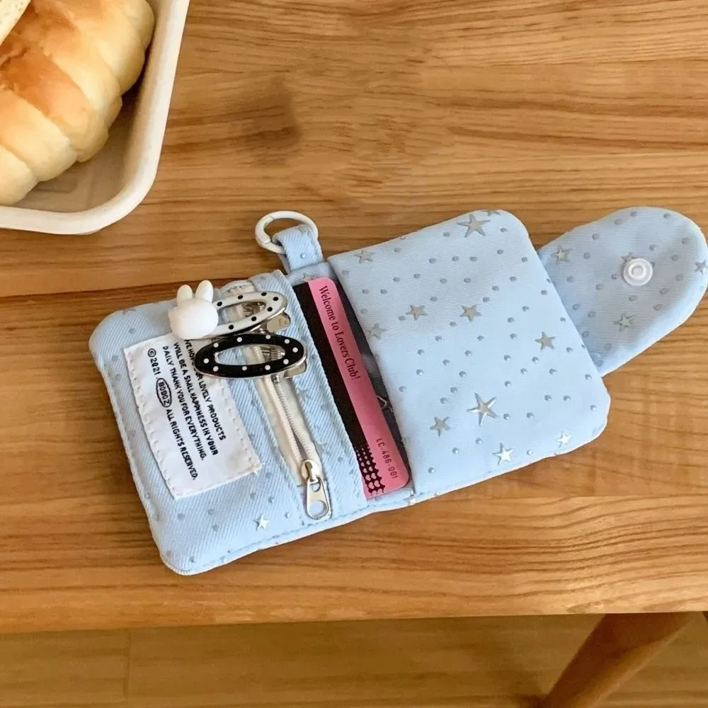 Portable Sweet Star Sequins Card Bag Zipper Cute ID Card Holder Fashion Multi layer Small Short Wallet Girls Women