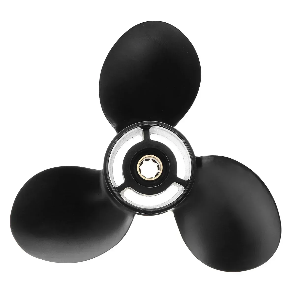 Black Marine Boat Outboard Propeller 48-828158A12 For Mercury 6-15HP 9x10 1/2 Aluminum Alloy Standard Rotation 8 Spline Tooth
