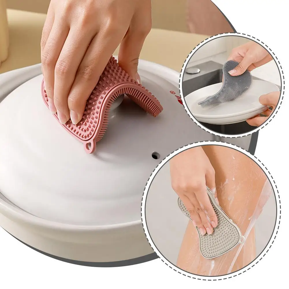 

Household Cleaning Sponge Kitchen Silicone Sponge Dish Washing Scrubber Kitchen Gadgets Brush Accessories For Dishes 2Pcs