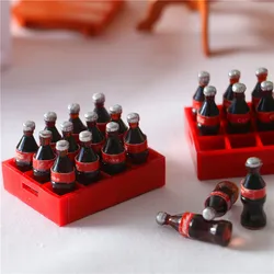 13Pcs/Set Dollhouse Miniature Cola Basket Tray Model Kits Mini Coke Bottles Drinks Kitchen Food Play Scene Decoration Accessorie