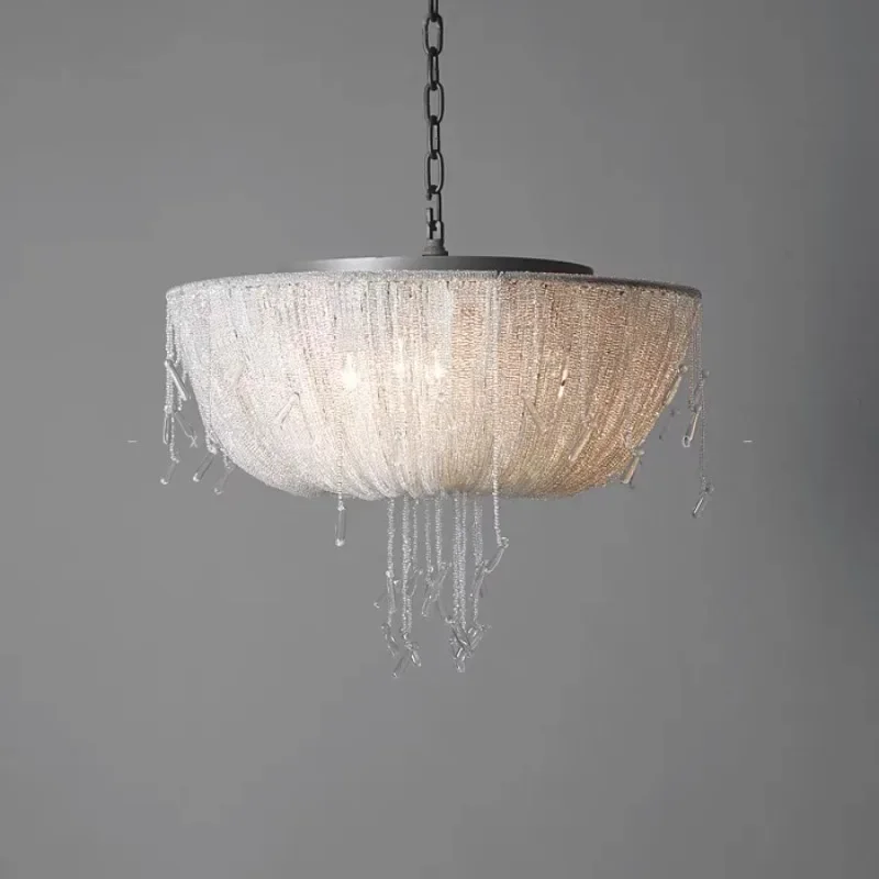 GHJUYIOL estilo europeu suspenso lâmpadas estilo francês, lustre de cristal retrô, sala de estar, quarto, lâmpada de água-viva