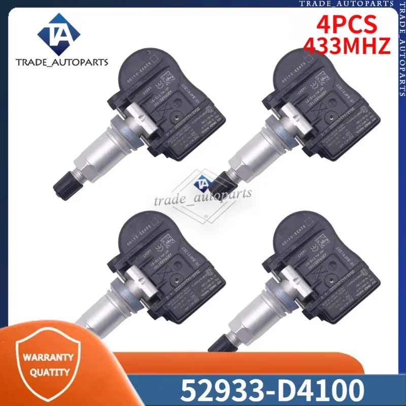 52933-D4100 TPMS Tire Pressure Sensor 4PCS For Genesis G90 Kia NIRO OPTIMA Hyundai ELANTRA GRANDEUR I30 IONIQ KONA 52933-D9100