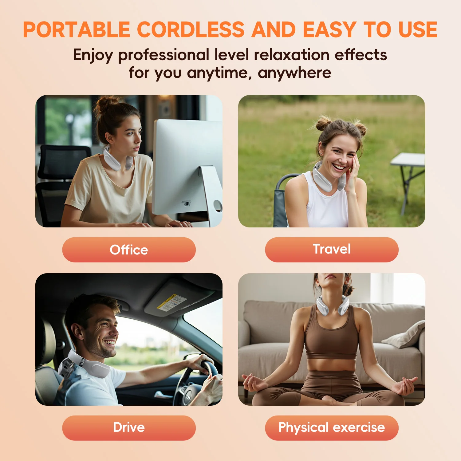 Electric 4D Neck Massager with 4 heads Heat-Shiatsu Deep Tissue Massage for Pain Relief USB Charging Cordless Portable for work image 6