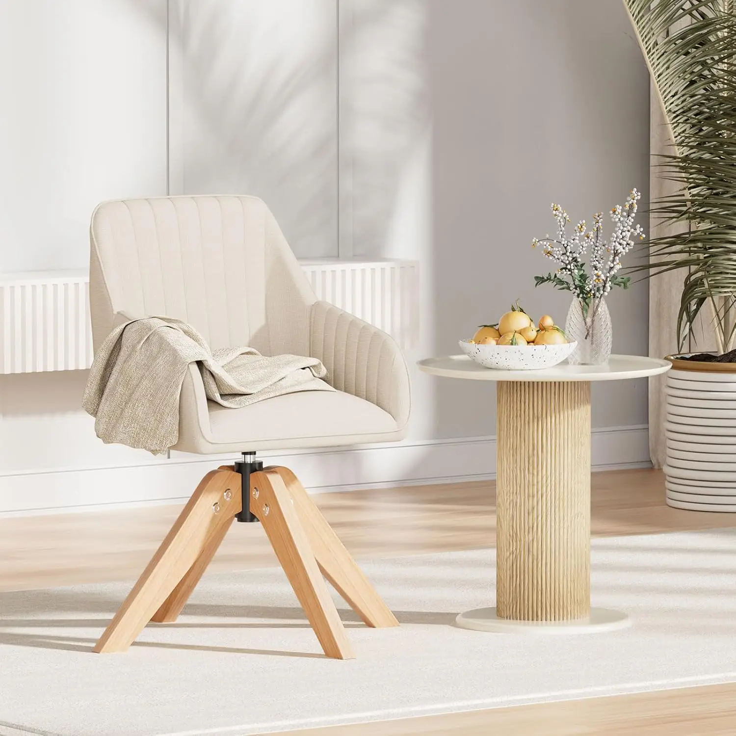 

Кресло в стиле Mid-Century Modern, поворотное, с обивкой, с подлокотниками, со средней спинкой, на деревянном каркасе, без колесиков, для гостиной, спальни, офиса, на заказ
