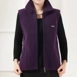 Spring Autumn Women Vest Jacket Middle-Aged Casual Solid Sleeveless Gilet Femme Pocket Short Waistcoat