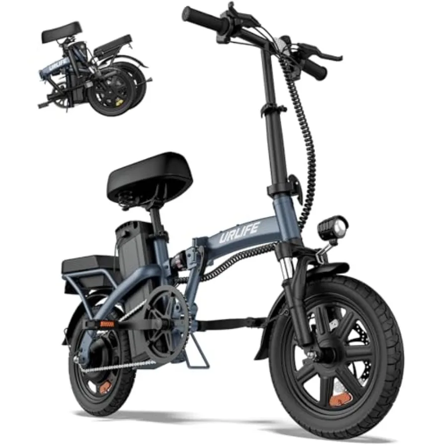 

Folding Electric Bike for Adults: 14 Portable Commuter ebike, Aluminum Frame, Matte Black, 20-40 Mile Range, 500W Peak Motor, 2