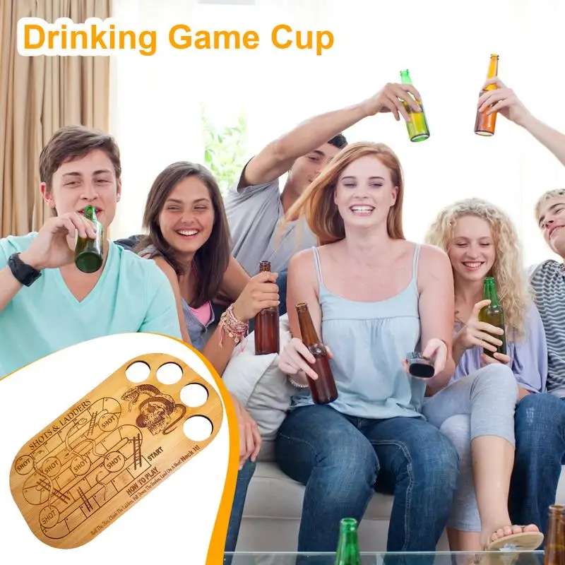 Shot Wijn Cup Spel Houten Wijn Bordspel Basis Met Drinkbekers Vliegende Schaaktafel Drinkbar Spel Set Interactieve Tafel