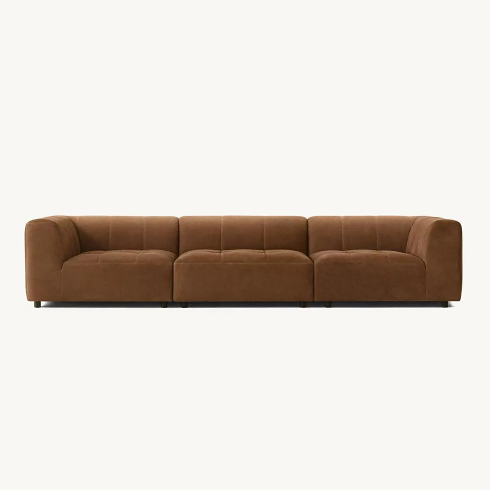 Italian Style Contemporary Modular 3-Piece Leather Corner Chair L-Shape Sofa Furniture Sets for Living Room for Hotels Fabric