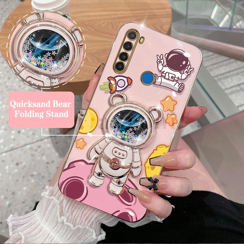 Cheering astronauts Plating Phone Holder Case For Xiaomi Redmi Note 8 8 Pro 9T 10 10S 9 9Pro 9S 10 Pro 7 7Pro 8T 7S Cover