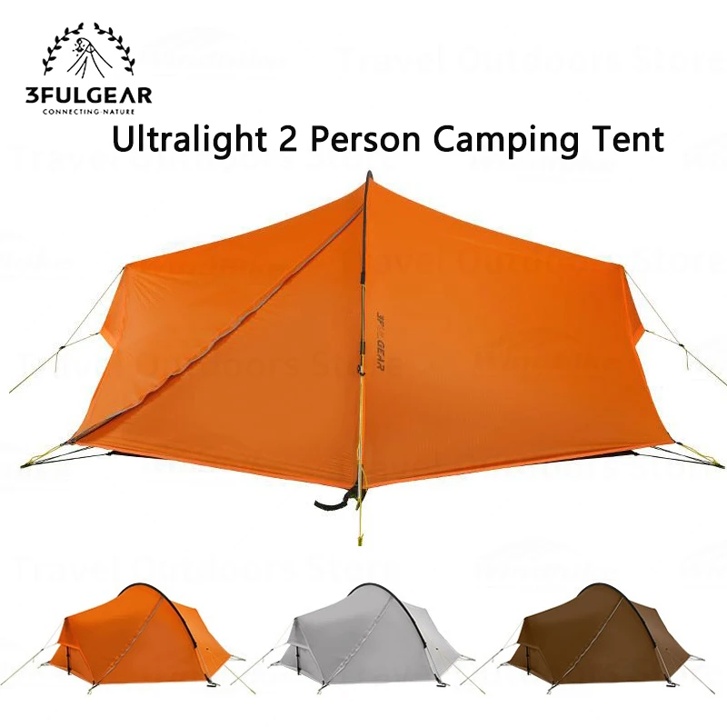 3F UL GEAR Outdoor Camping Tent 2People Climbing Trekking Ultralight Portable Tent 15D Silicon 4 Season With Mat Waterproof Tent