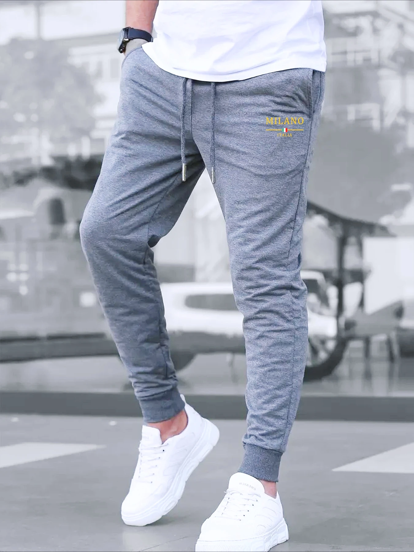 

Новые мужские повседневные спортивные брюки 2026 года с принтом - длинные, легкие и дышащие - с эластичным поясом - универсальные