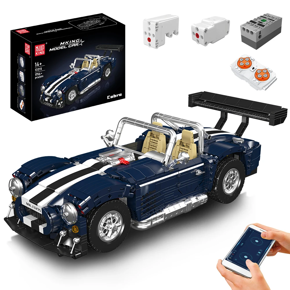 Mould King 13215 Technisches Auto-Spielzeug, RC Motorisiertes Cobra-Auto, Baustein-Set, Rennwagen-Modell, Bausteine, Weihnachtsgeschenk für Kinder