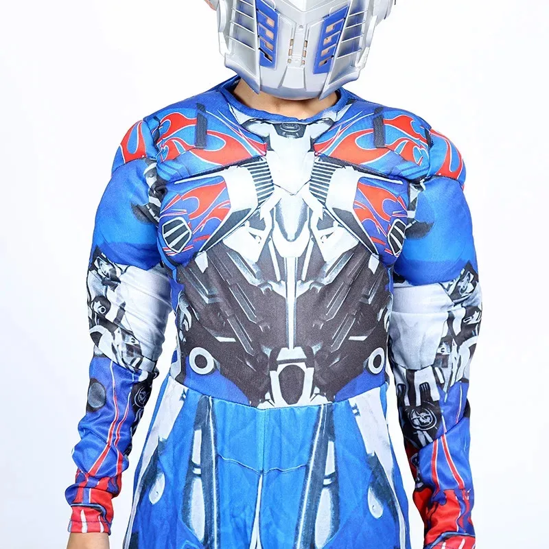 Optimus Prime Bumble Muscle Jumpsuits+ Mask Halloween Costume for Kids Boys Girl The Transformers Movies Carnival Disfraz DN5593