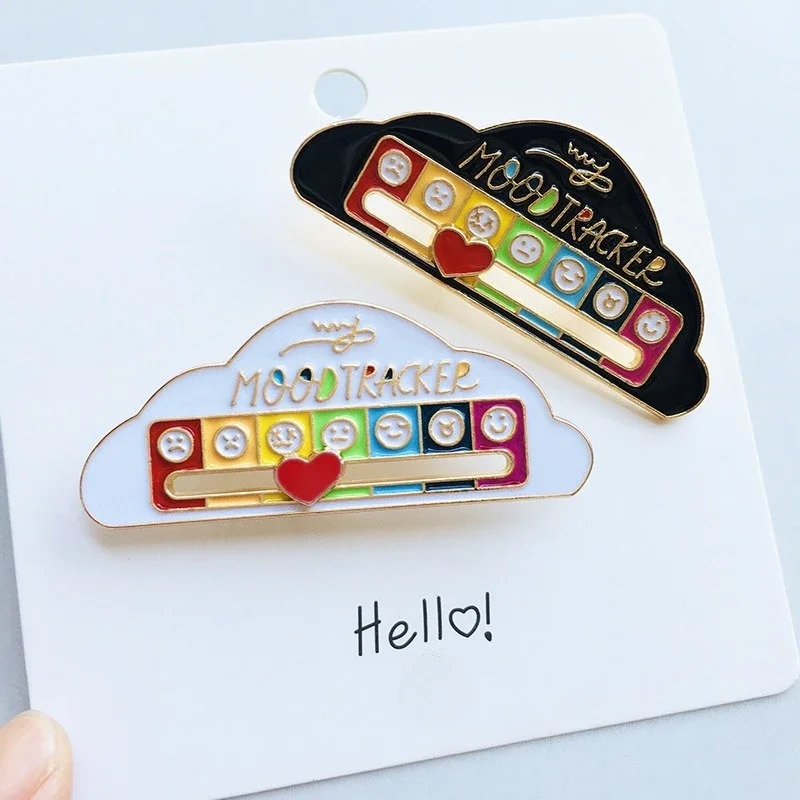 Creative Mood Conversion Energy Brooch Personalized Slideable Social Power Metal Badge Men's and Women's Expression Pin Jewelry