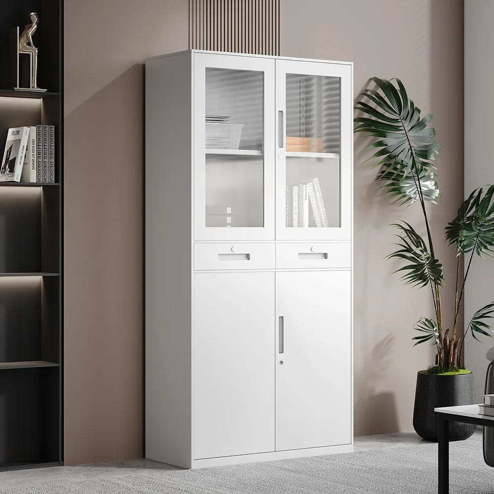 

A Easy Assemble Metal Storage Cabinets Steel Filing Cabinet 4door 2drawer 12mm Frame Warm White Office Cabinet