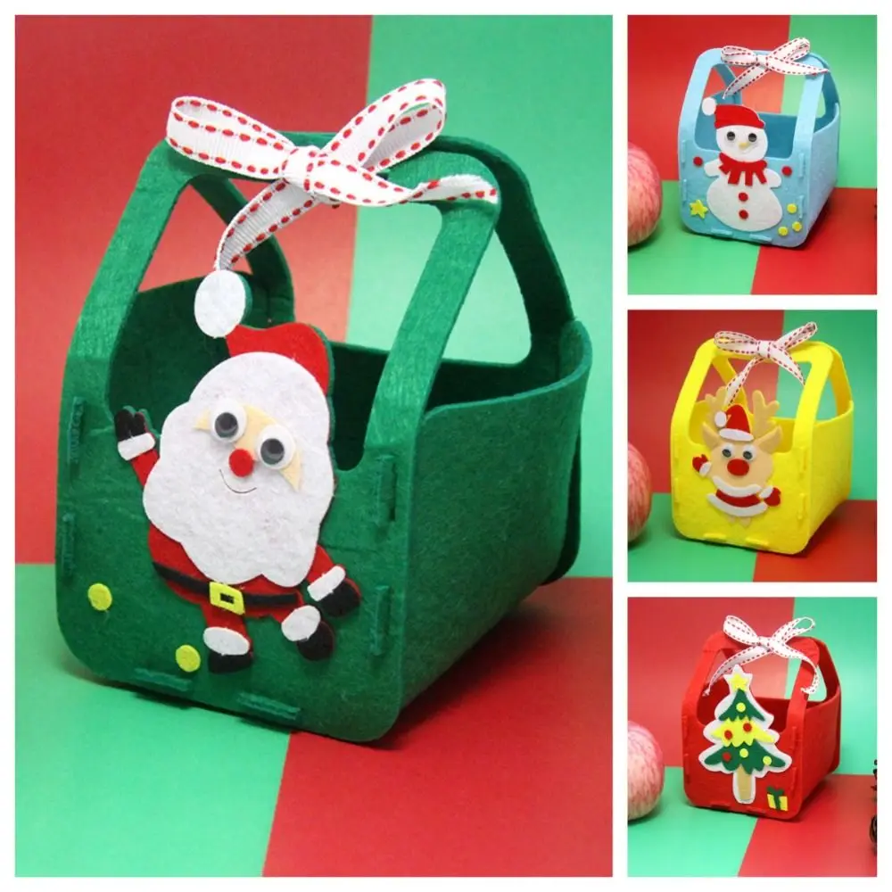 Non-woven Fabric DIY Xmas Candy Bag Christmas Tree House Decoracion DIY Christmas Bag Toy Snowman Santa Claus