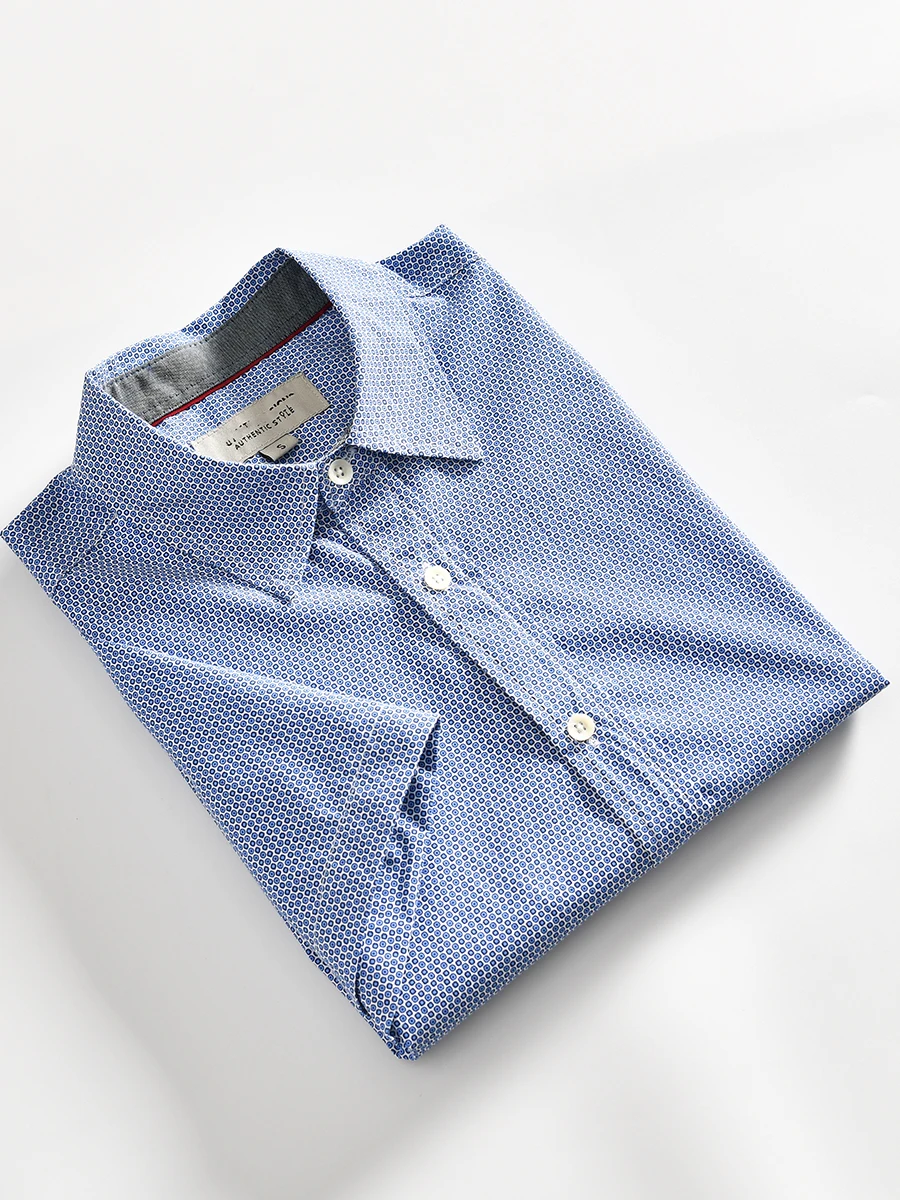 

Men's Summer Casual Polka Dot Print Short Sleeve Shirt Breathable Sweat Wicking Flip Collar Standard Fit Youth Fashion