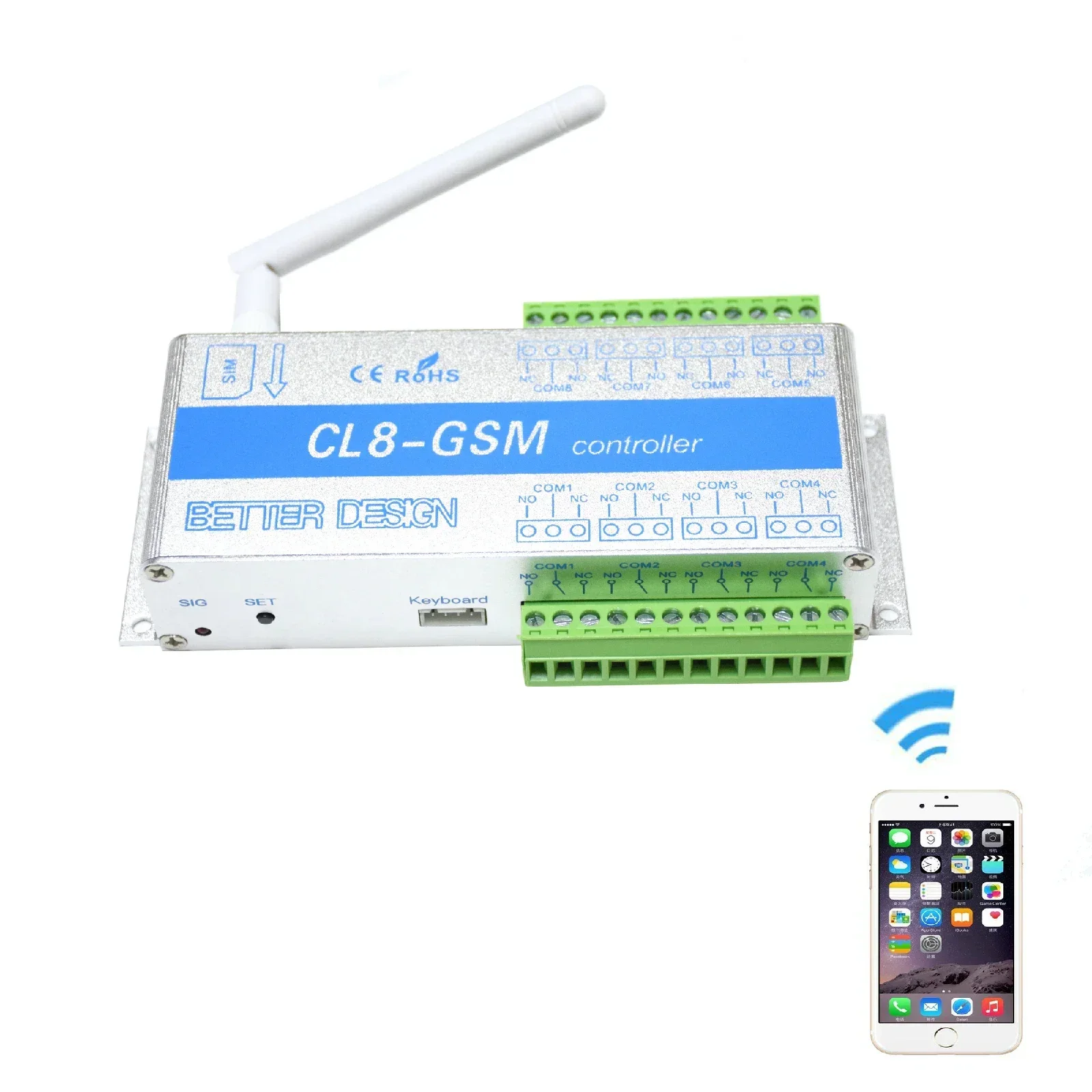 ANPWOO 8 قنوات التتابع CL8-GSM SMS GSM APP وحدة تحكم عن بعد لاسلكية تشغيل/إيقاف التبديل لمشغل فتح باب البوابة