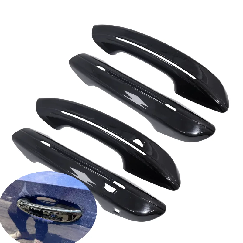 

Glossy Black Carbon Fiber Car Door Handle Cover Trim Sticker For Cadillac CT5 XT5 CT6 GT4 2024 2025 2026 Styling Accessories