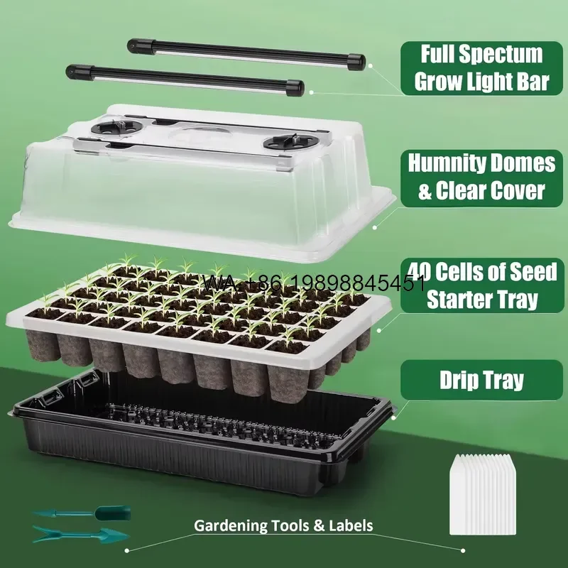 Wmwmnu Seed Starter Tray Kit with Grow Light Timer Dimming Adjustable Indoor Plant Germination Greenhouse Propagation Set