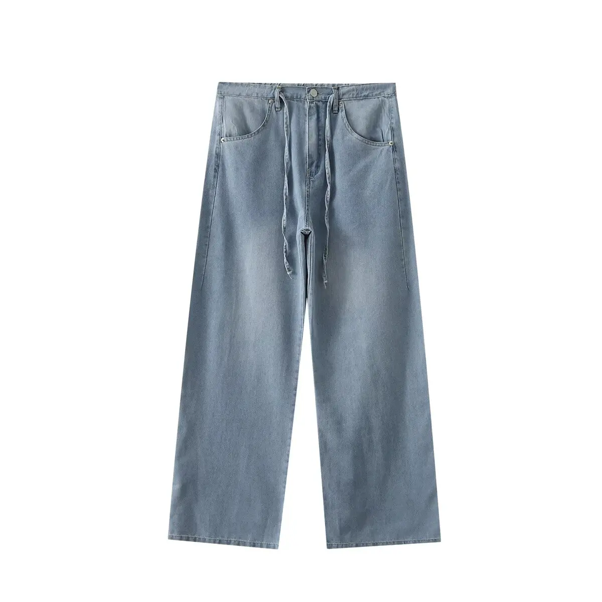 

PB&ZA2025 new summer women's clothing loose slim scimitar high waist wide leg jeans straight floor-length trousers