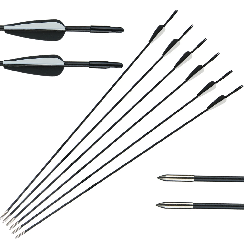 Fiberglass Arrows 31 Inch OD 6mm with Broadhead for Recurve Bow Target Shooting Practicing