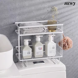 Wall Mounted/Above Toilet Storage Rack With Supporting Feet Shelf Free-Punching Multi-functional Bathroom Rack Home Accessories