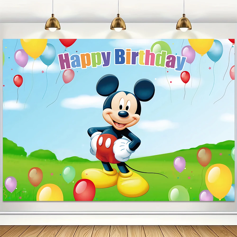 Disney Mickey Mouse Clubhouse Backdrop Decoration Kids Happy Birthday Background Vinyl Cloth Party Backdrops Baby Shower Banner