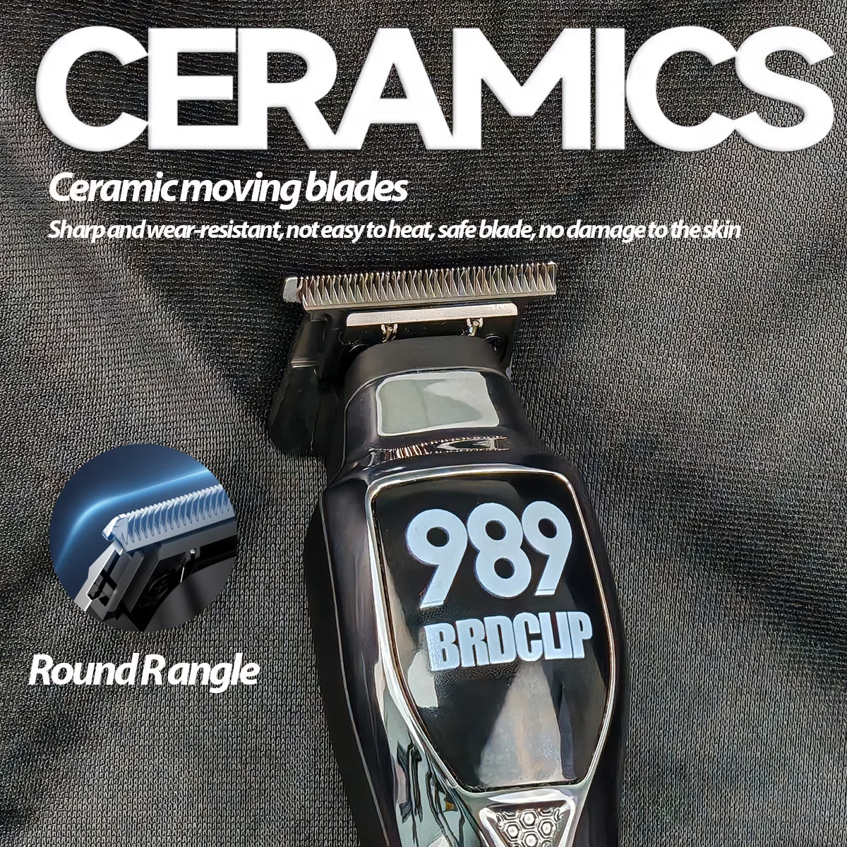 Brdclip 989น้ำมันของผู้ชายที่เล็มผมไฟฟ้า7200รอบต่อนาทีปัตตาเลี่ยนตัดผมเซรามิกจอแสดงผล LCD