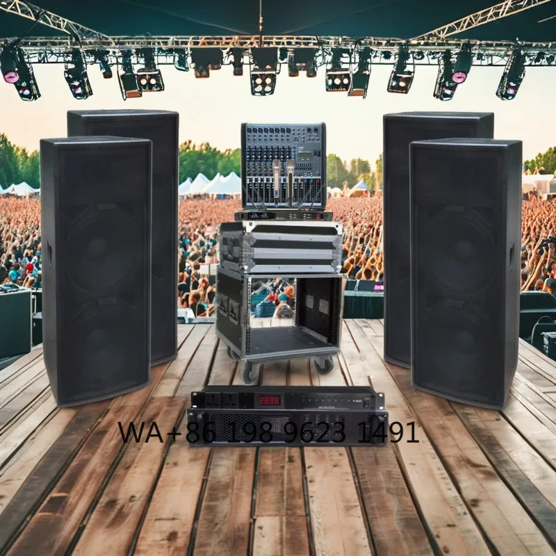 Dual 15 Inch Active Line Array Column Speaker System 4ohm Impedance Professional Stage Concert Audio Equipment